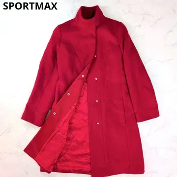 SPORTMAX 롱 코트 스탠드 카라 이탈리아제 울 레드 M