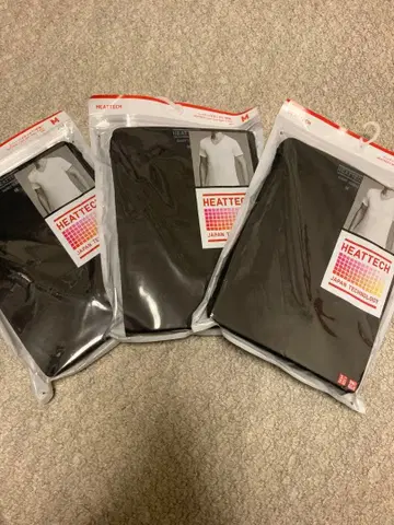 유니클로 히트텍 V넥T 블랙 M 3장 세트