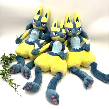[포켓몬스터] 메챠모후굿토 봉제 인형 옐로우 컬러 루카리오 3종 세트