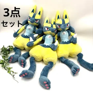 [포켓몬스터] 메챠모후굿토 봉제 인형 옐로우 컬러 루카리오 3종 세트