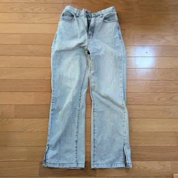 밑단 사이드 슬릿 데님 팬츠 F 스트레이트 청바지 허리밴딩 청바지