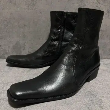 미사용급 5351 풀옴 부츠 사이드 지퍼 블랙 천연 가죽 2112