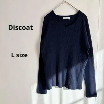 Discoat 디스코트 리브 니트 L 네이비 긴팔 V넥