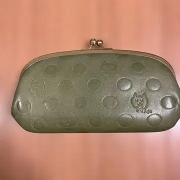 고양이 패턴 구체 그린 도트 무늬 장지갑