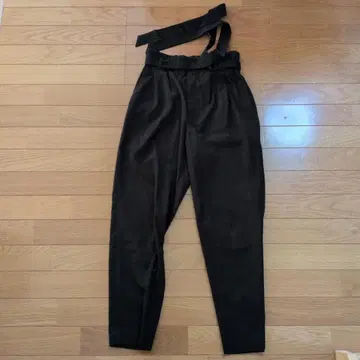 로리즈팜 허리 리본 묶음 팬츠 M 블랙 롱 바지 슬랙스