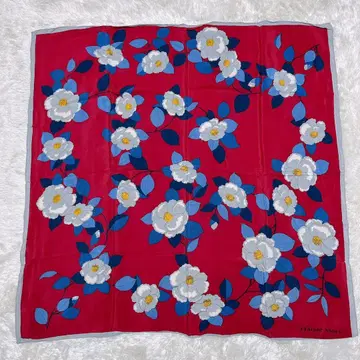 하나에모리 HANAE MORI 스카프 실크 100% 실크 빨간색 동백