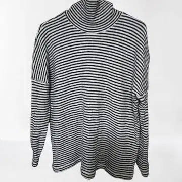 prit 터틀넥 스웨터 블랙 화이트 스트라이프