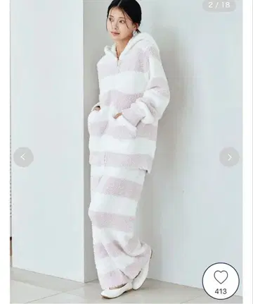 젤라피케 룸웨어 핑크 후드 부착 상하의 세트