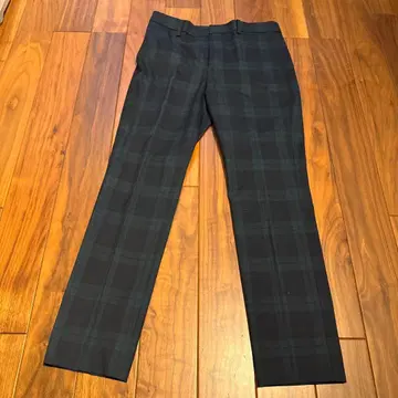 [새상품급] IENA 체크 무늬 팬츠 그린 36 스트레이트 센터 프레스