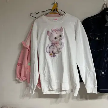 NILE PERCH 맨투맨 고양이 화이트