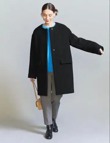 BEAUTY&YOUTH MANTECO 미들 노카라 코트 블랙