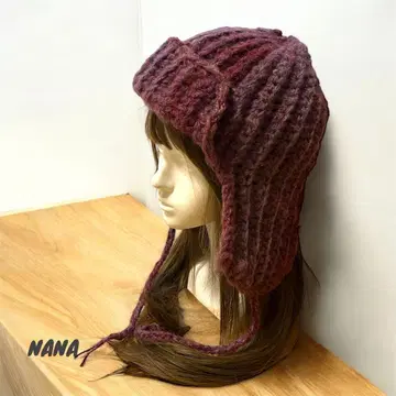 22 핸드메이드 니트 플라이트 캡 고양이 귀 y2k 동경 그라데이션