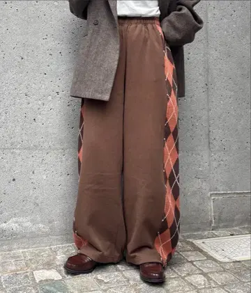 차오패닉 티피 아가일 니트 스웨트 팬츠 M