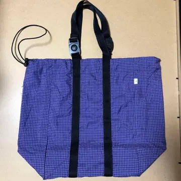 BEAMS 에코백 퍼플 체크 무늬 접이식