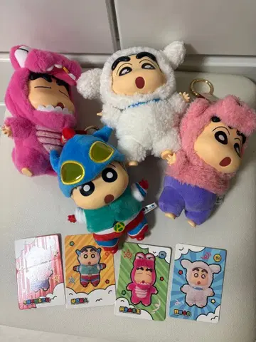 짱구는 못말려 봉제 인형 4개 세트 카드 포함