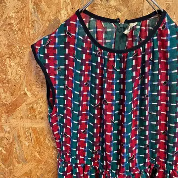 AE9367 원피스 그린 레드 여성용 네이비