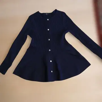 PLST 플라스테 홀 가먼트 페플럼 가디건 네이비 M