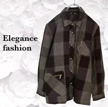 [엘레강스 패션] 자켓 [M] 브라운 체크 트위드 가을/겨울