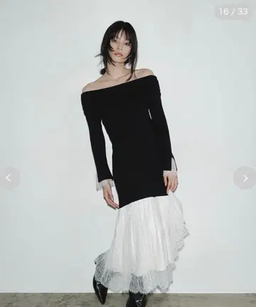 FRAY.ID 레이스 니트 도킹 원피스