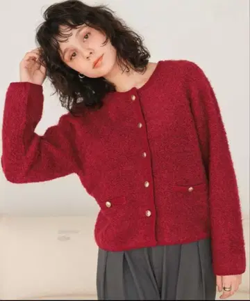 titivate 가디건 푸치 루프 골드 단추 니트 여성용