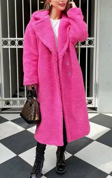 MIRROR9 롱 보아 코트 핑크