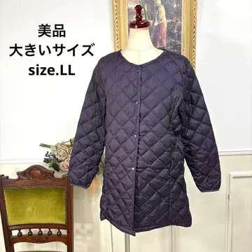 새상품급 빅 사이즈 퀼팅 노카라 다운 코트