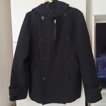 카반드 주카 더블 브레스트 후드 부착 울 코트