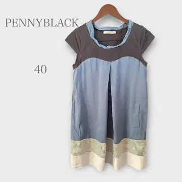 페니 블랙 배색 원피스 절개 디자인 반팔 M 사이즈 상당 고급