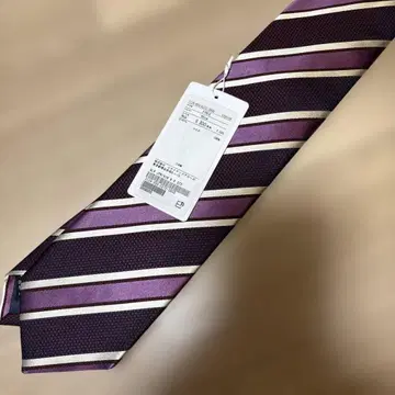 8,800엔 실크 보라색과 화이트 스트라이프 넥타이