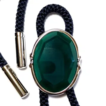 nlt45 루프 타이/보로 타이 실버 x 그린 녹색 마노/마노 실크/실크