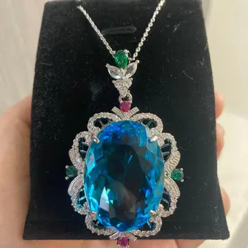 보석 목걸이 큰 장식적인 파란색 스톤의 목걸이 새상품