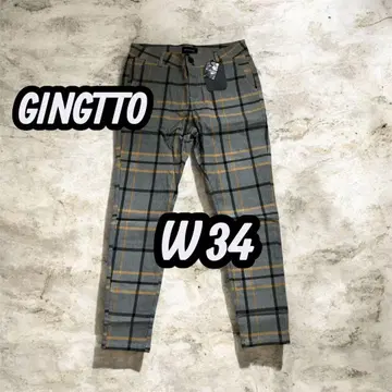 남성용 치노 팬츠 초신축성 슬림핏 스키니 바지 체크 패턴