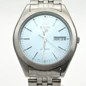 세이코 5 아이스 블루 손목시계 자동 와인딩 남성용 오토매틱