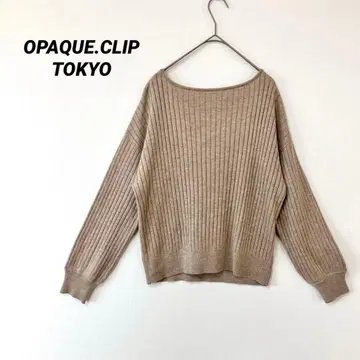 오파크 클립 베이지 리브 니트 스웨터 긴팔 심플 M