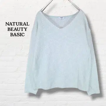 내추럴 뷰티 베이직 V넥 니트 [ M ] 파스텔 그린