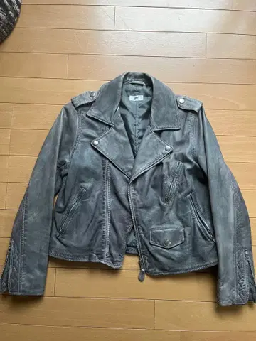 I AM INFECT - 그레이 가죽 라이더 자켓