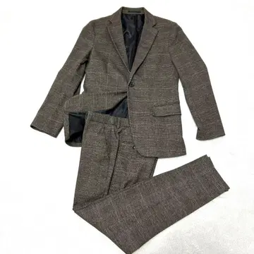 새상품급 GU 자켓 글렌체크 팬츠 수트 셋업 스트레치