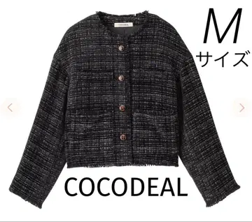 [새상품급] COCODEAL 벨로아 트위드 숏 자켓 블랙 M 사이즈