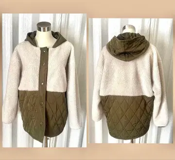 후드 부착 퀼팅 밀리터리 자켓 아우터 카키