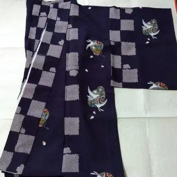 워셔블 기모노 코몬 꽃과 토끼 무늬 새상품급