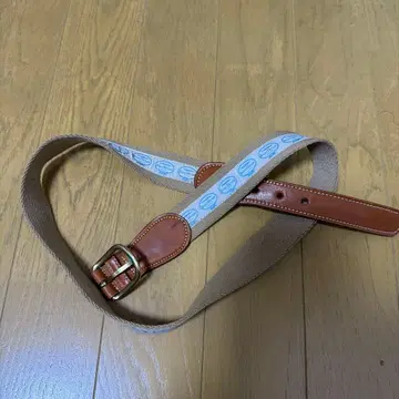 BOATHOUSE 올 패턴 로고 캔버스 가죽 벨트