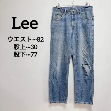 Lee 스트레이트 데님 데미지 가공 라이트 블루 멋쟁이