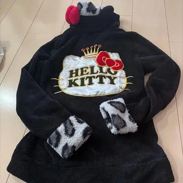헬로키티 귀여운 고양이 귀 플리스 후드티