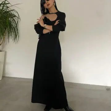 AMERI / LAKE CURVE TRICOT RIB DRESS M