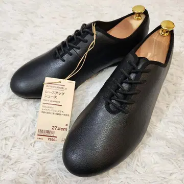 택 포함 새상품 무인양품 가죽 자투리 재활용 레이스업 슈즈 27.5 블랙