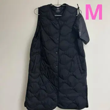 UNIQLO 울트라 라이트 다운 롱 베스트 M 블랙 수납 봉투 포함