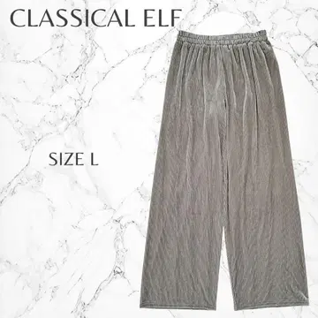 클래식 엘프 성숙 캐주얼 편안함 허리밴딩 리브 와이드 팬츠 L