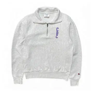 USA 구제 의류 챔피온 리버스 위브 하프 지퍼 맨투맨 자수