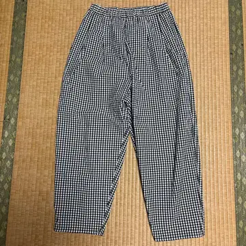 TROIS 블랙 앤 화이트 체크 무늬 캐주얼 팬츠