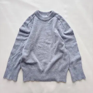 미라 오웬 울 캐시미어 래글런 크루넥 니트 풀오버 그레이